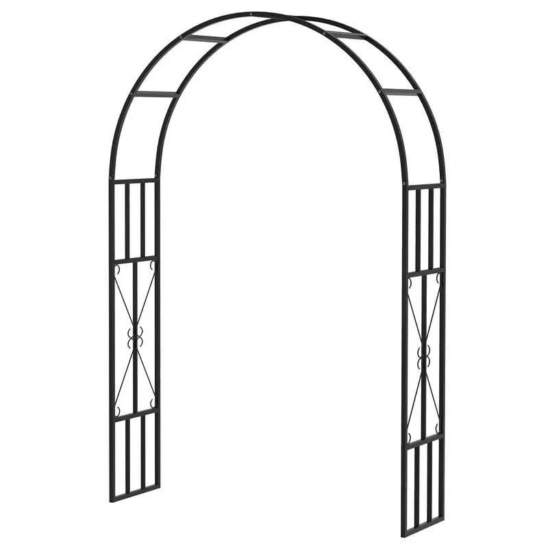 7.3Ft Steel Garden Arch Trelli, Flower Arch Wedding Arch Stand For Ceremony, Black 2