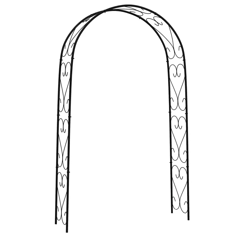 7.5' X 4' Steel Garden Arch Trellis For Climbing Plants, Black 1