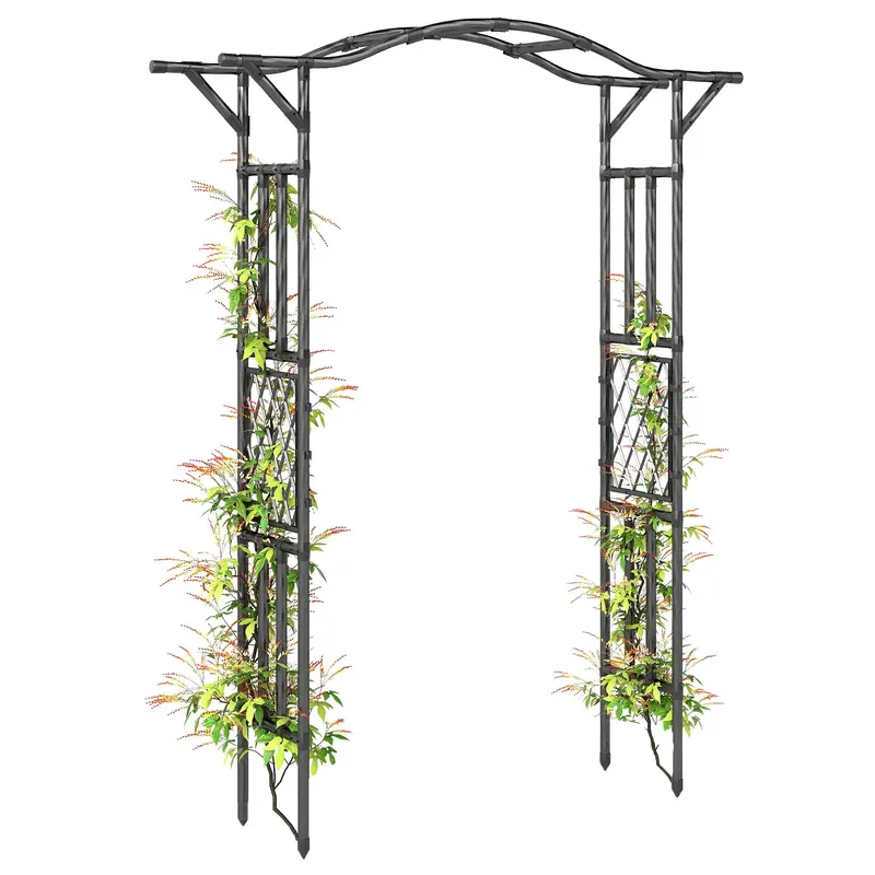 7.5Ft Garden Arch With Extended Top For Climbing Plants, Black 1