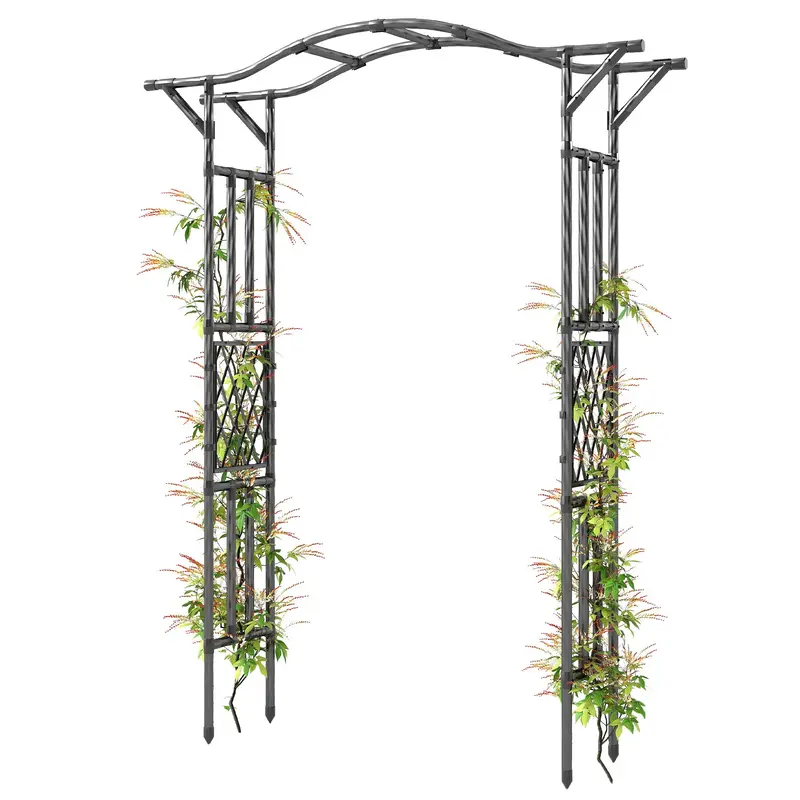 7.5Ft Garden Arch With Extended Top For Climbing Plants, Black 2