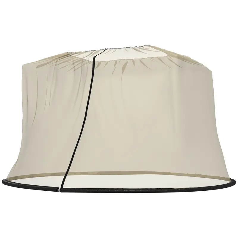 7.5Ft Umbrella Mosquito Net With Zippered Door, Beige 2