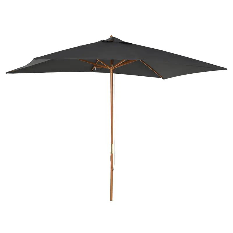 7' X 10' Wooden Patio Umbrella With Top Vent, Dark Grey 2