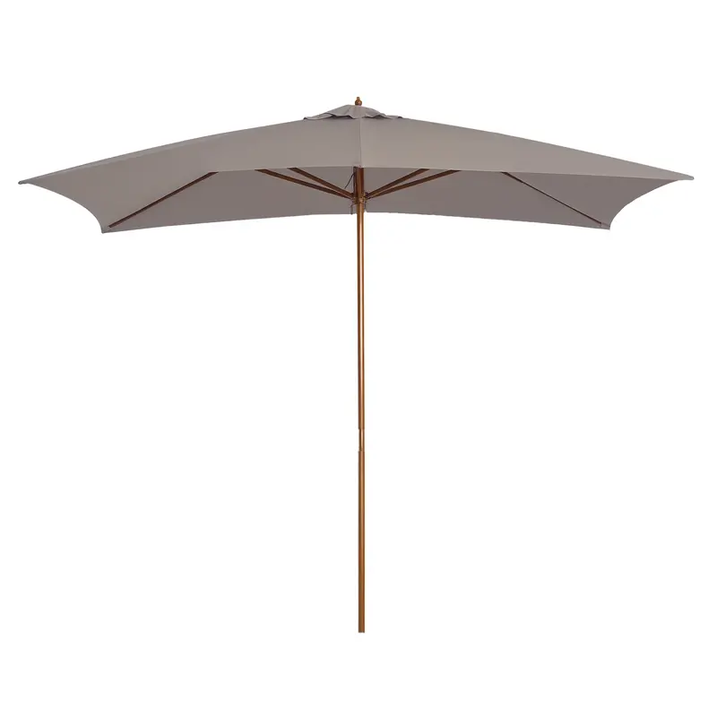 7' X 10' Wooden Patio Umbrella With Top Vent, Grey 1