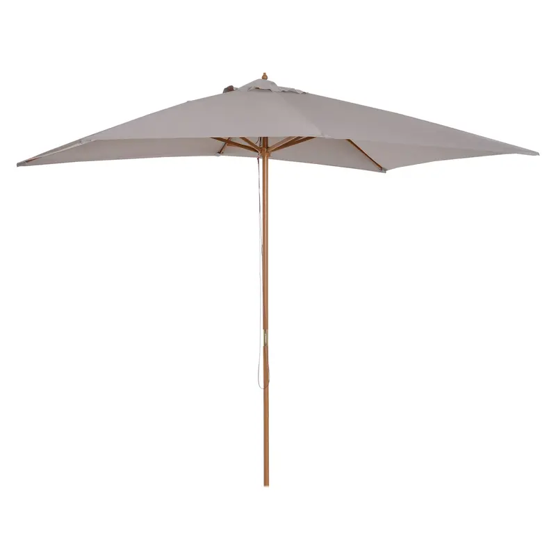 7' X 10' Wooden Patio Umbrella With Top Vent, Grey 2