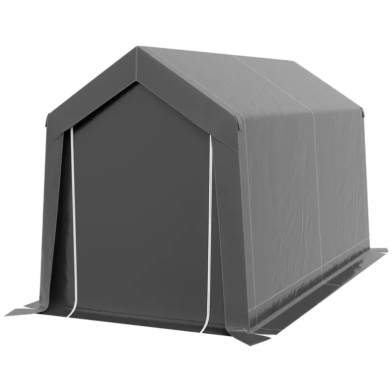 7' X 12' Portable Shed With Galvanized Frame & Roll-Up Door, Dark Grey 2