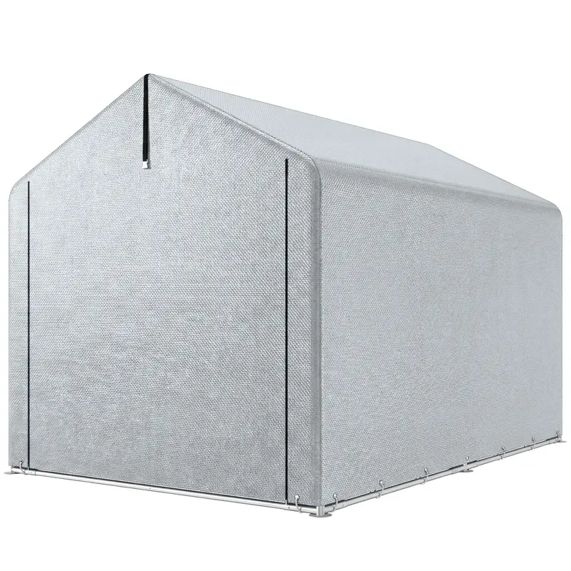 7' X 5' Portable Shed With Roll-Up Zipper Door, Light Grey 2