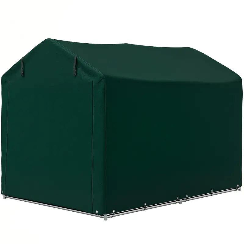 7' X 5' Uv Resistant Garden Storage Tent With Roll-Up Zipper Door, Waterproof Bike Shelter, Dark Green 2