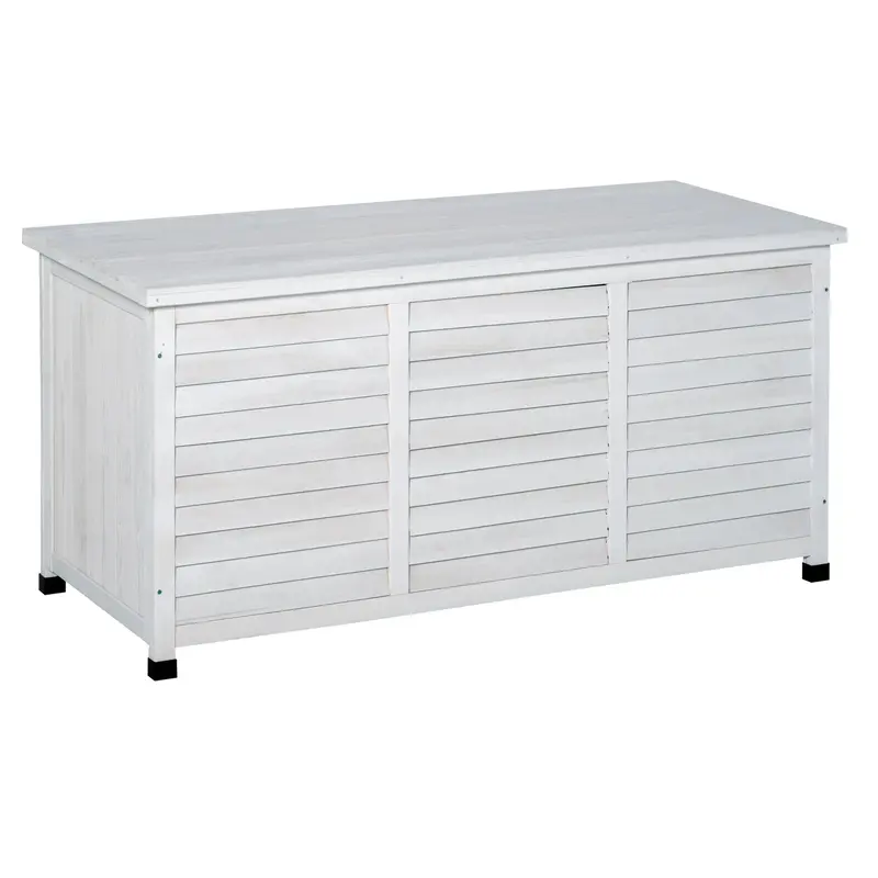 75 Gallon Wooden Deck Box With Weather-Resistant Finish, White 1