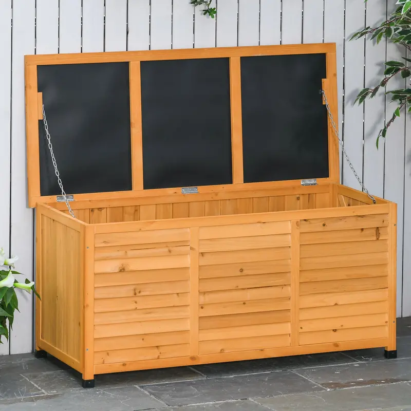 75 Gallon Wooden Deck Box With Weather-Resistant Finish, Yellow 1