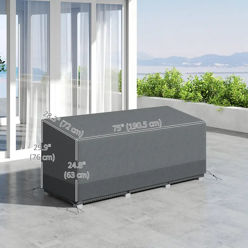 75" X 28.3" X 29.9" Waterproof Patio Sofa Cover, Grey 2