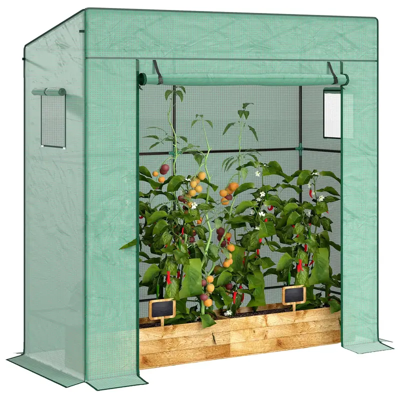 77.2" X 30.3" X 77.6" Lean-To Tomato Greenhouse, Green 1