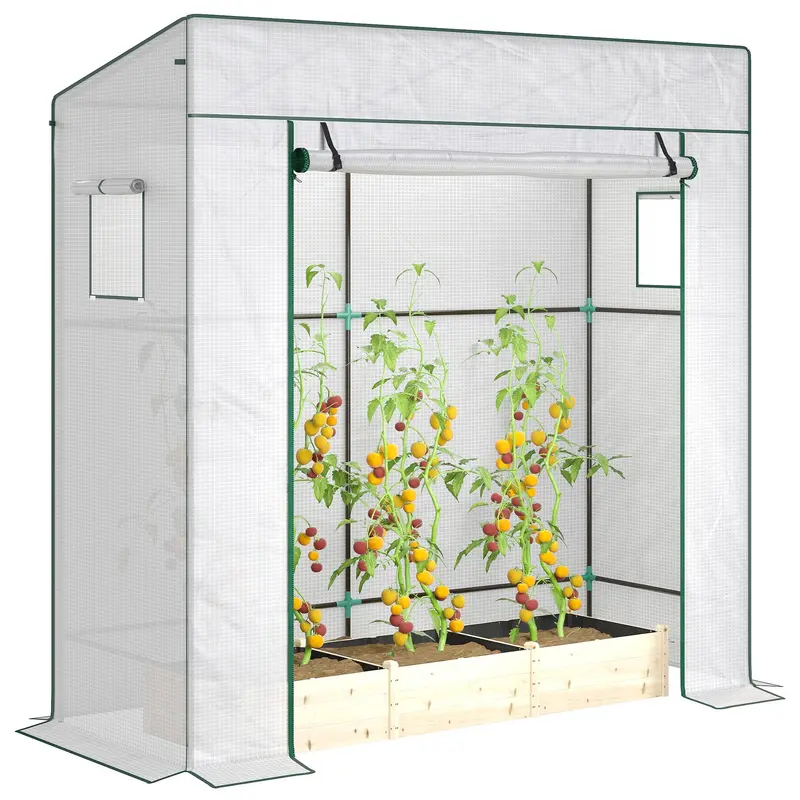 77.2" X 30.3" X 77.6" Lean-To Tomato Greenhouse, White 1