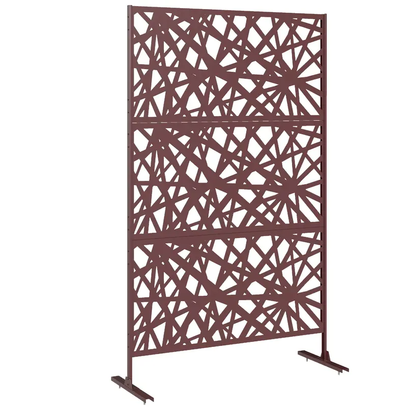 78" X 48" Metal Outdoor Privacy Screen, Labyrinth Design, Dark Brown 1