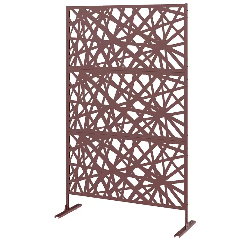 78" X 48" Metal Outdoor Privacy Screen, Labyrinth Design, Dark Brown 2
