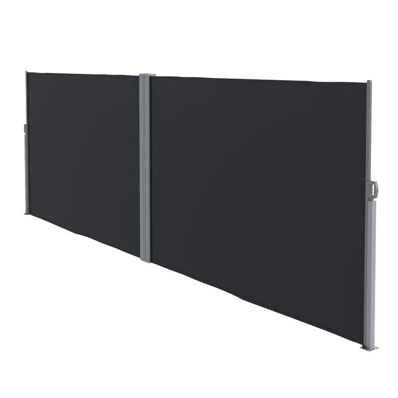 79" X 236" Retractable Double Side Awning, Uv Resistant, Black 2