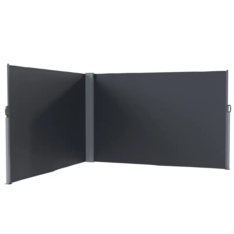 79" X 236" Retractable Double Side Awning, Uv Resistant, Charcoal Grey 1