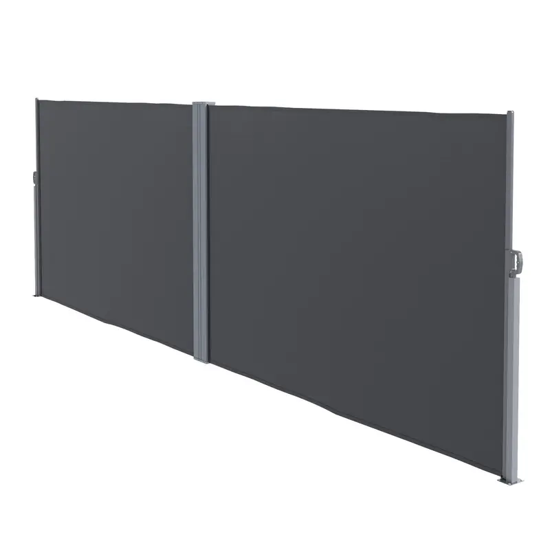79" X 236" Retractable Double Side Awning, Uv Resistant, Charcoal Grey 2