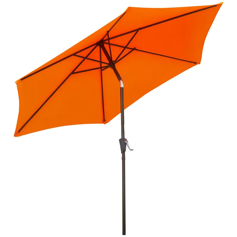 8.5Ft Patio Umbrella With Crank Handle And Tilt, Orange 1