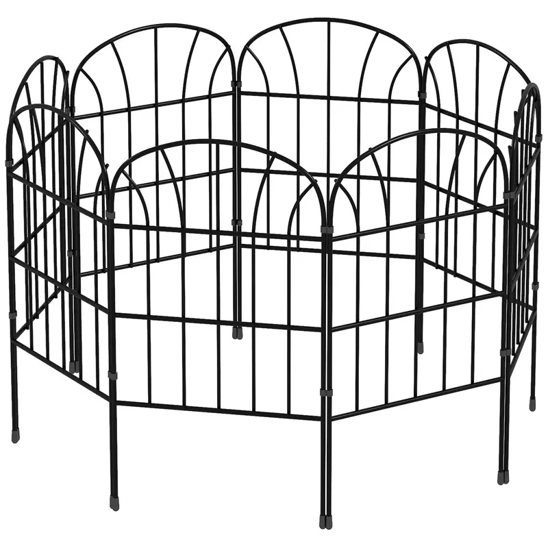 8 Panels Rustproof Metal Decorative Garden Fence, Landscape Flower Bed Border, Black 1
