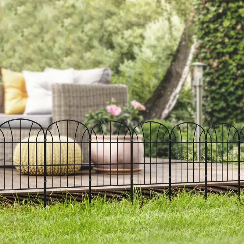 8 Panels Rustproof Metal Decorative Garden Fence, Landscape Flower Bed Border, Black 2