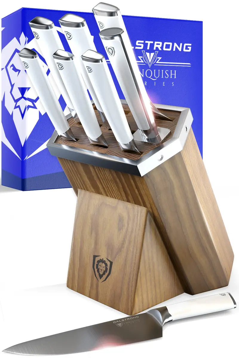 8-Piece Knife Block Set | White Handle | Vanquish Series | Nsf Certified | Dalstrong © 1