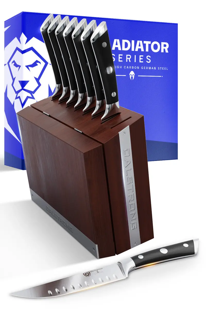 8-Piece Steak Knife Set With Storage Block | Gladiator Series | Knives Nsf Certified | Dalstrong © 1
