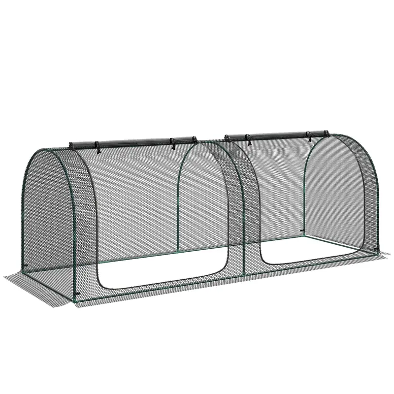 8' X 3' Crop Cage, Plant Protection Tent, With Two Zippered Doors And 4 Ground Stakes, For Garden, Yard, Lawn, Black 1