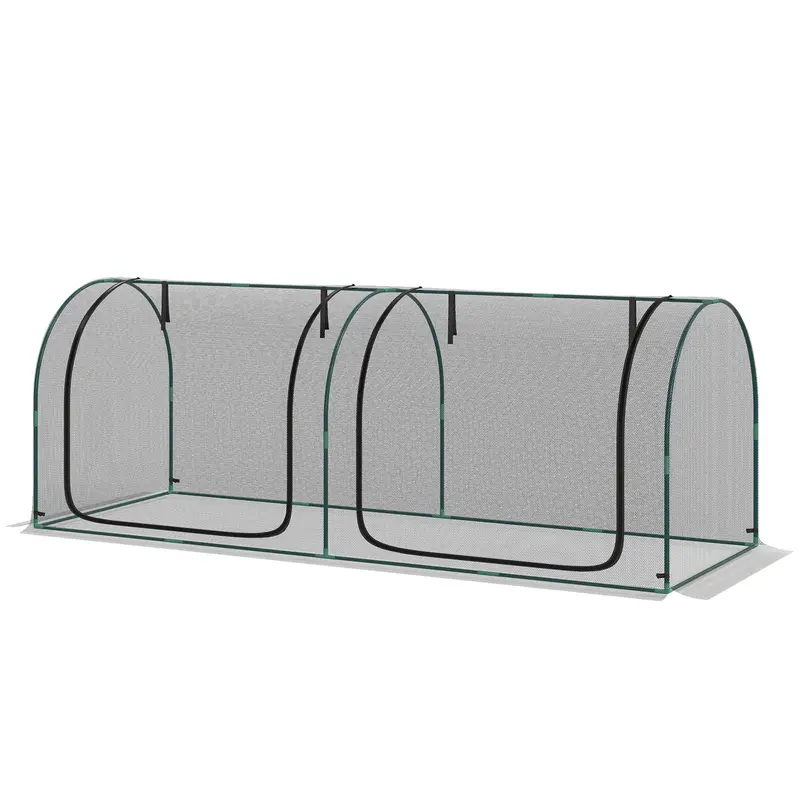 8' X 3' Crop Cage, Plant Protection Tent, With Two Zippered Doors And 4 Ground Stakes, For Garden, Yard, Lawn, Black 2