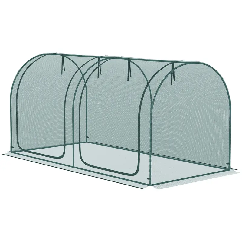 8' X 3' Crop Cage With 2 Zippered Doors & Stakes, Dark Green 2