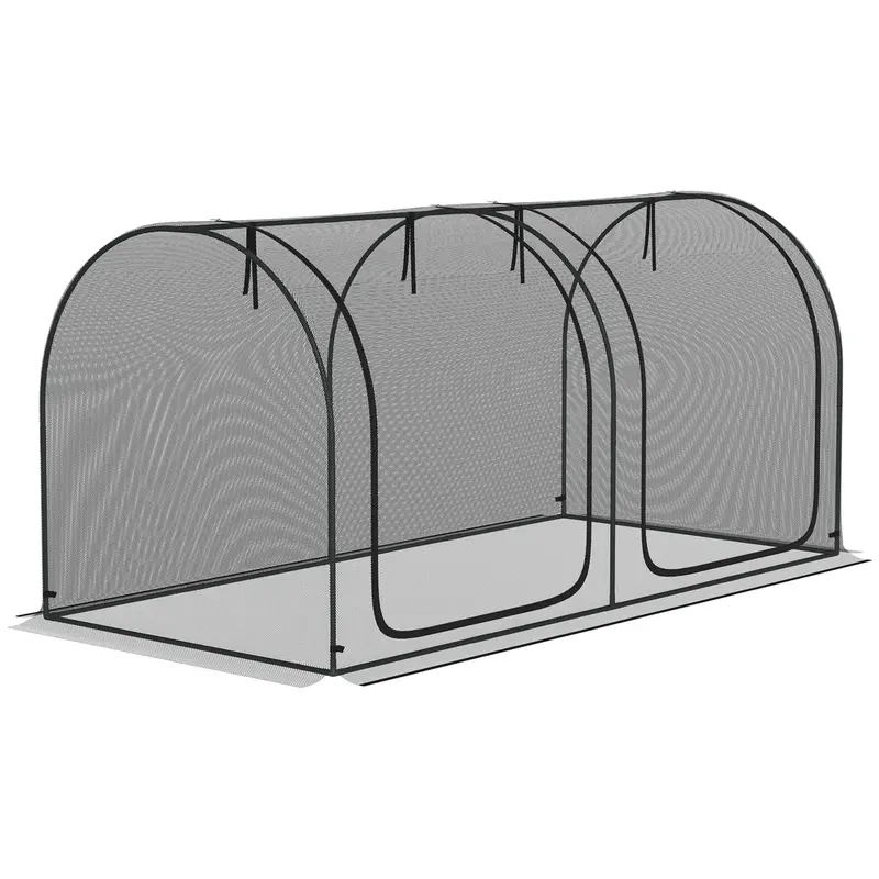 8' X 4' Crop Cage With 2 Zippered Doors & Stakes, Black 1