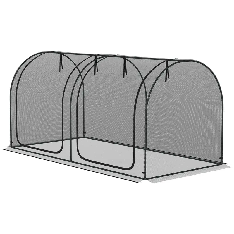 8' X 4' Crop Cage With 2 Zippered Doors & Stakes, Black 2
