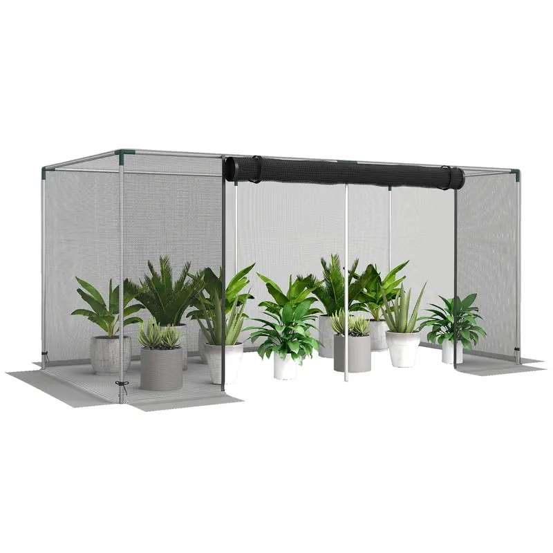 8' X 4' Crop Cage With Zippered Door And Steel Frame, Black 1