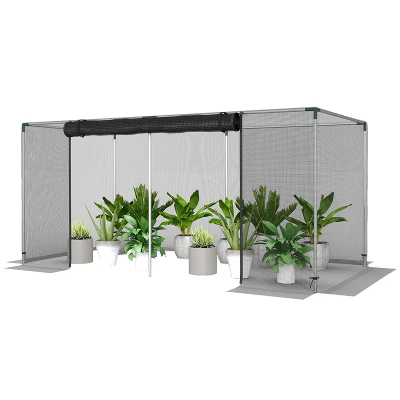 8' X 4' Crop Cage With Zippered Door And Steel Frame, Black 2
