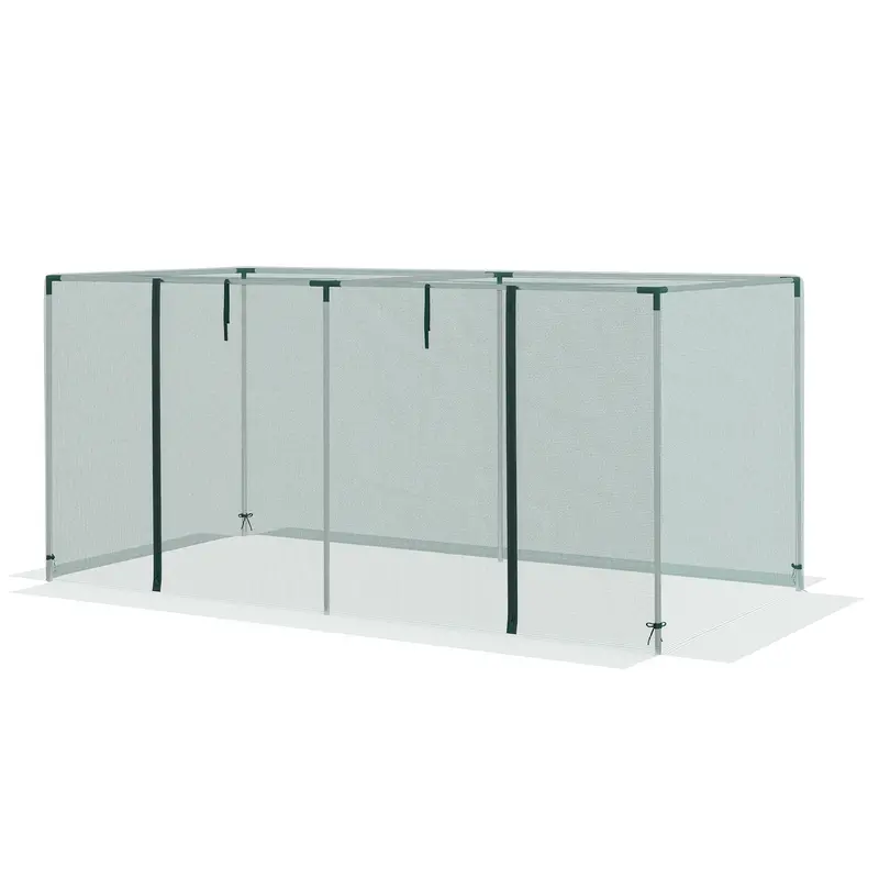 8' X 4' Plant Protection Cage With Zippered Door & Galvanized Frame, Green 2