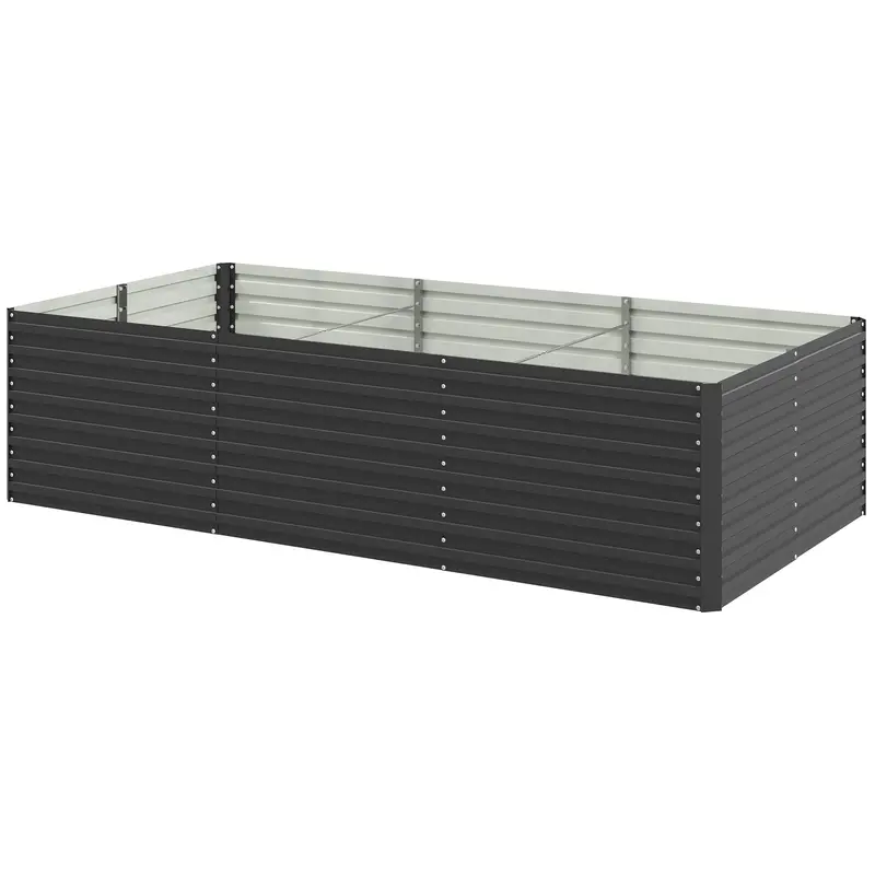 8' X 4' X 2' Large Galvanized Raised Garden Bed With Deep Design, Dark Grey 2