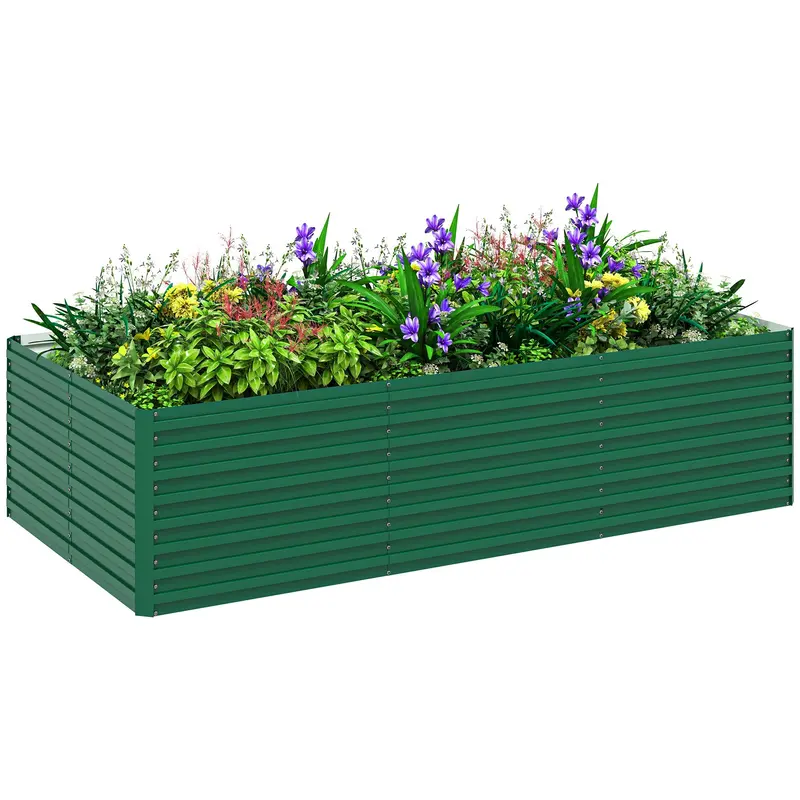 8' X 4' X 2' Large Galvanized Raised Garden Bed With Deep Design, Green 1