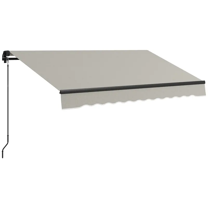 8' X 6.5' Retractable Awning With Manual Crank, 280Gsm Uv Resistant Fabric And Aluminum Frame, Light Grey 1