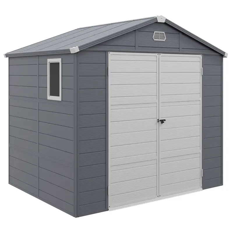8' X 6' Aluminum Frame Storage Shed With Galvanized Foundation, Light Grey 1
