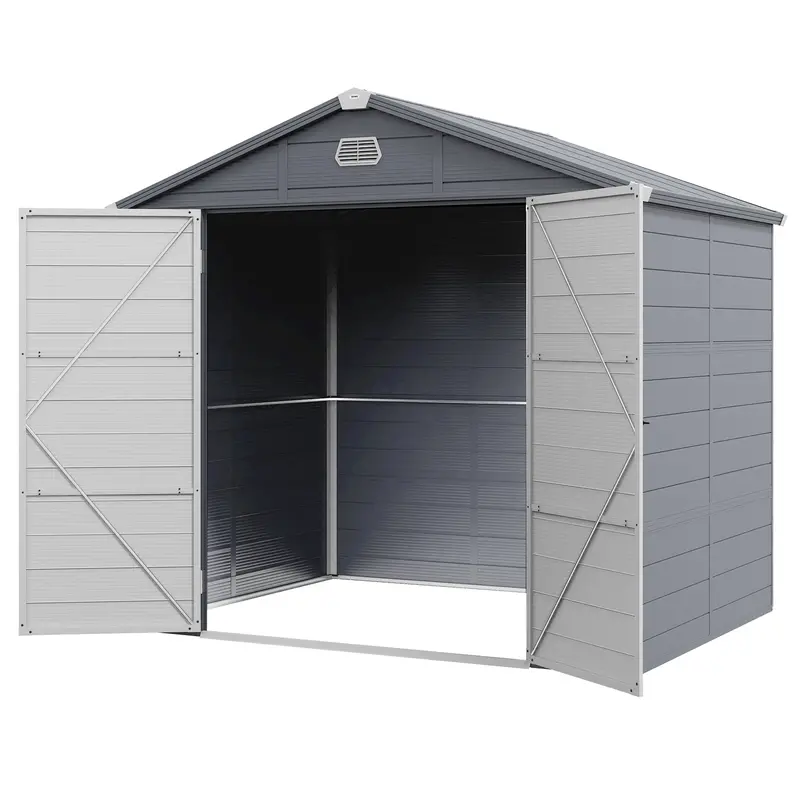 8' X 6' Aluminum Frame Storage Shed With Galvanized Foundation, Light Grey 2