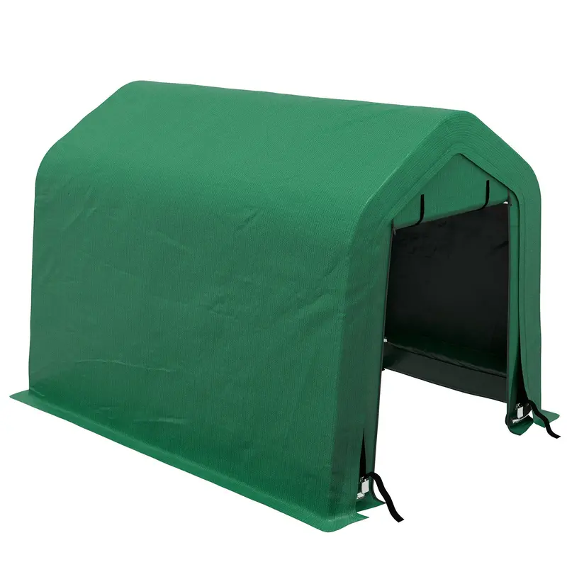 8' X 6' Heavy Duty Storage Shelter With Rollup & Zipper Door, Green 1