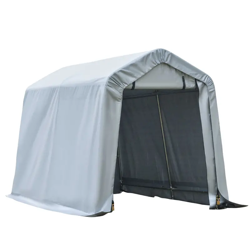 8' X 6' Heavy Duty Storage Shelter With Rollup & Zipper Door, Grey 1