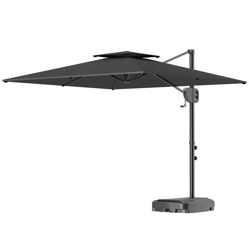 8' X 9' Square Cantilever Patio Umbrella With Fillable Base, Dark Grey 1
