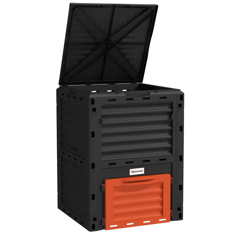 80 Gallon Outdoor Compost Bin For Fast Soil Creation, Orange 1