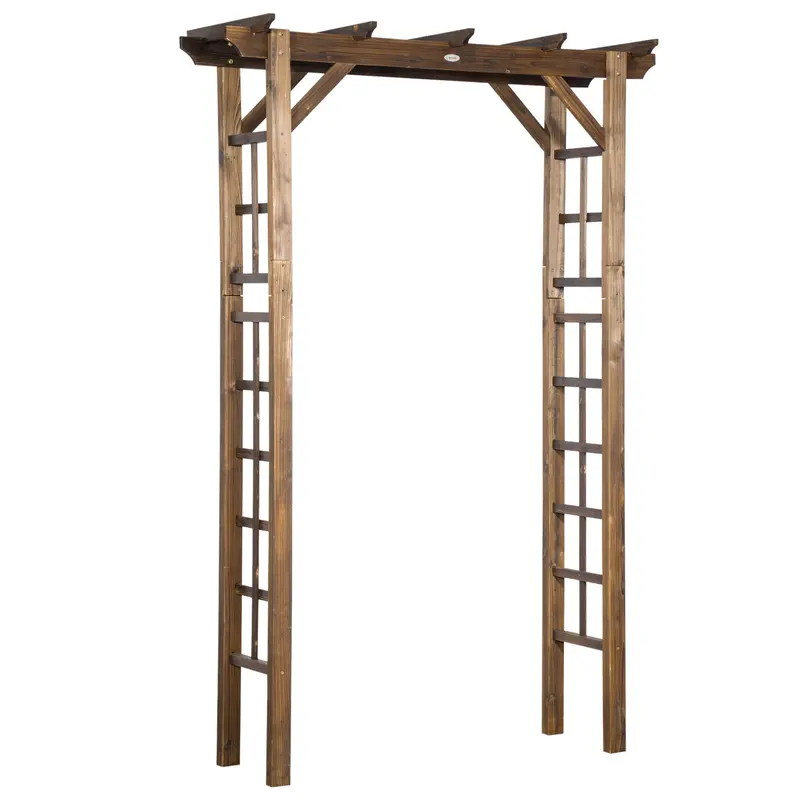 85" Wooden Garden Arbor For Climbing Vines, Carbonized 1