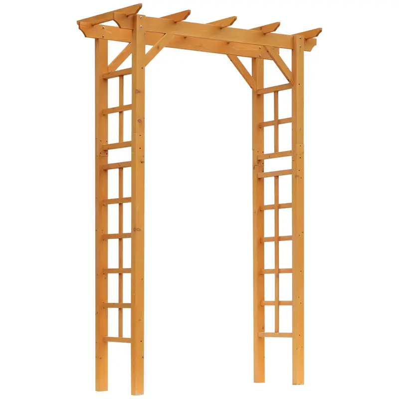 85" Wooden Garden Arbor For Climbing Vines, Orange 1