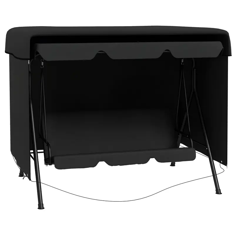 85" X 61" X 59" 3-Seater Patio Swing Cover, Black 1