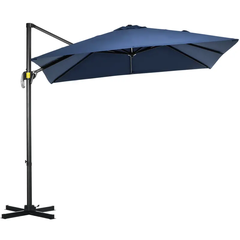 8'X 8' Square Cantilever Umbrella With 360° Rotation & Tilt, Dark Blue 2