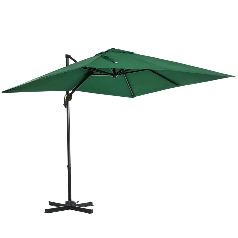 8'X 8' Square Cantilever Umbrella With 360° Rotation & Tilt, Green 1
