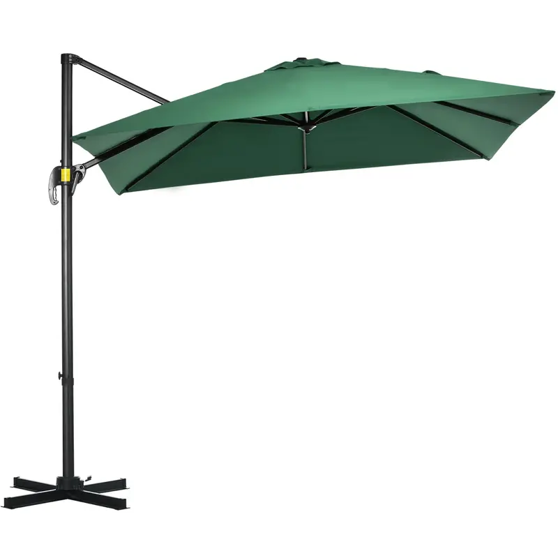 8'X 8' Square Cantilever Umbrella With 360° Rotation & Tilt, Green 2