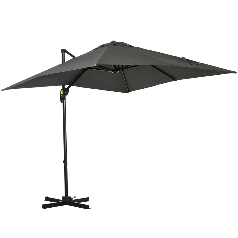 8'X 8' Square Cantilever Umbrella With 360° Rotation & Tilt, Grey 1